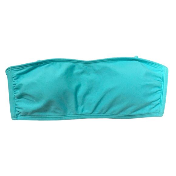Hollister Strapless Bandeau Swim Top Bikini Aqua‎ Blue Strappy Back Women's S - Picture 1 of 8